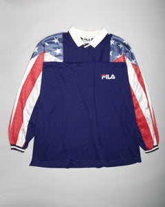 Long sleeved USA flag Fila polo shirt