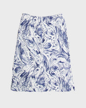 Load image into Gallery viewer, White navy swirls &#39;80s tie top and skirt set
