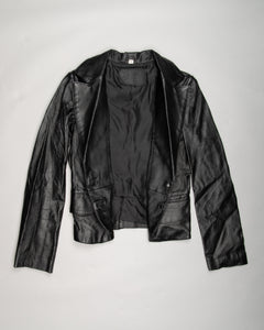 Black leather-style 70's fitted jacket