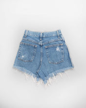 Load image into Gallery viewer, Y2k Light Blue Studded Distressed Denim Shorts
