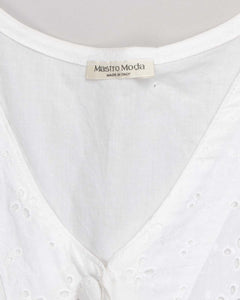 White long lace detail sleeveless prairie dress