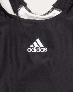 Adidas black and white stretch fit sleeveless swimming costume.