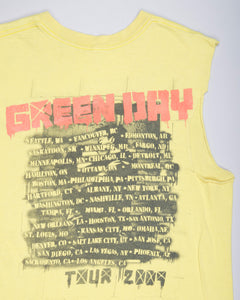 Green Day band sleeveless pale yellow vest