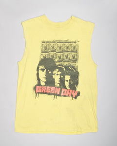 Green Day band sleeveless pale yellow vest