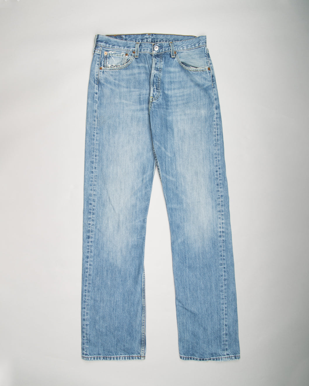 Distressed Blue 501 Straight Leg Fit Jeans
