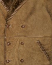 Load image into Gallery viewer, Brown oversized double breasted sheepskin coat
