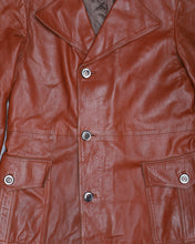 Load image into Gallery viewer, 70&#39;S/80&#39;s  BROWN FITTED LEATHER LONG COAT
