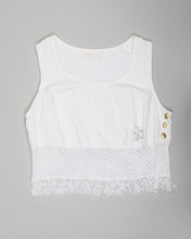 Load image into Gallery viewer, AUTHENTIC ROCCO BAROCCO WHITE LINEN CROPPED FRINGED VEST
