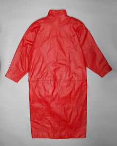 Wilson's patterned long red leather coat