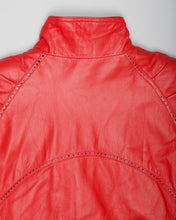 Load image into Gallery viewer, Wilson&#39;s patterned long red leather coat
