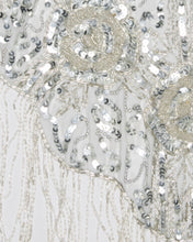 Load image into Gallery viewer, SILVER SEQUINNED BEADED FRINGED BOLERO
