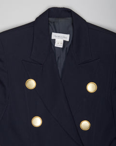 Navy Boxy fit Clips gold button blazer