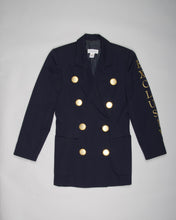 Load image into Gallery viewer, Navy Boxy fit Clips gold button blazer

