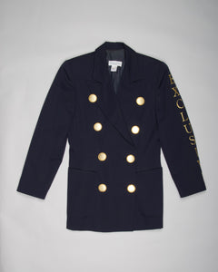 Navy Boxy fit Clips gold button blazer