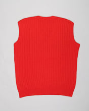 Load image into Gallery viewer, Red ribbed Aran style sleeveless sweater vest
