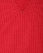 Load image into Gallery viewer, Red ribbed Aran style sleeveless sweater vest
