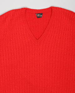 Red ribbed Aran style sleeveless sweater vest