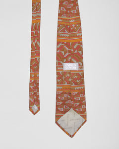 ENRICO COVERI ABSTRACT AZTEC ORANGE/PINK/GREY SILK TIE