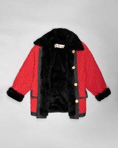 Guy Laroche fur-lined oversized red jacket