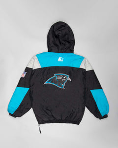 NFL PANTHERS BLACK/BLUE/GREY QUILTED OVERSIZED SPORTS TOP