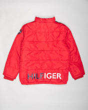 Load image into Gallery viewer, Tommy Hilfiger red/black/white quilted puffer jacket
