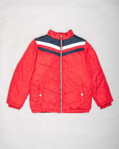 Tommy Hilfiger red/black/white quilted puffer jacket
