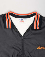 Load image into Gallery viewer, Terminator black orange quilted varsity zip top
