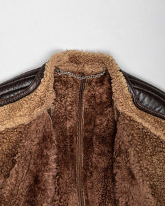 Brown suede oversized fit sherpa lined bomber jacket