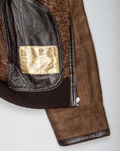 Load image into Gallery viewer, Brown suede oversized fit sherpa lined bomber jacket
