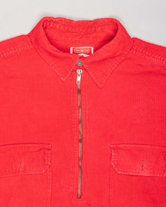 Red corduroy oversized long sleeved shirt