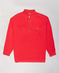 Red corduroy oversized long sleeved shirt
