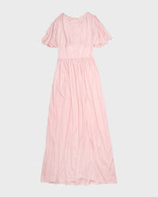 Load image into Gallery viewer, Pink fit and flare petal sleeves 70s maxi dress
