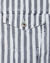 Load image into Gallery viewer, TSW grey/white vertical striped cropped casual fit denim jacket
