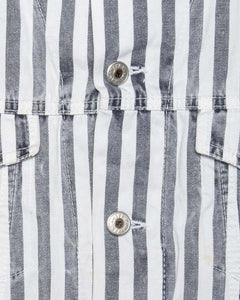 TSW grey/white vertical striped cropped casual fit denim jacket