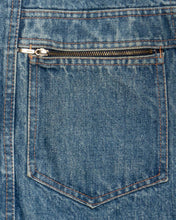 Load image into Gallery viewer, Wampum Sleeveless blue denim zip vest

