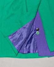 Load image into Gallery viewer, J. Gallery green purple &#39;70s belted trench coat
