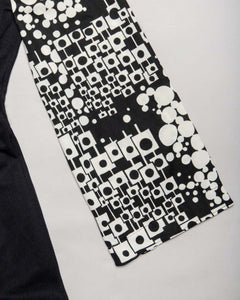 Carla Jane '70s black/white abstract fit and flare dress