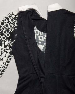 Carla Jane '70s black/white abstract fit and flare dress
