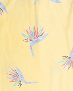 Yellow abstract bird design short sleeved shirt