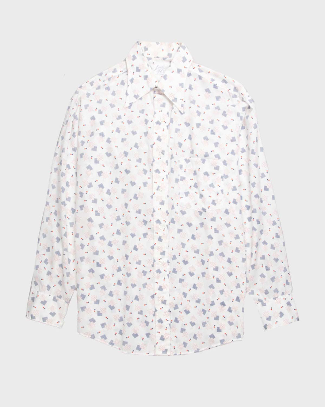 White  '80s abstract patterned long sleeved shirt