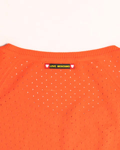 Moschino crop orange buttoned short sleeve top