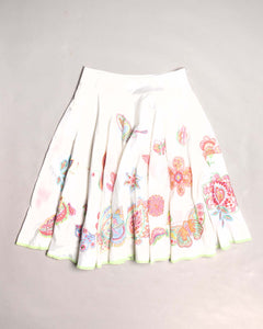 Escada y2k white floral mid-length flared fit skirt