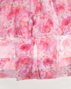 Pink floral pleated peplum high waisted mini skirt
