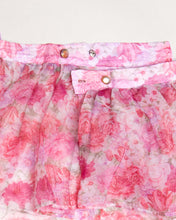 Load image into Gallery viewer, Pink floral pleated peplum high waisted mini skirt
