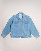Load image into Gallery viewer, Y2k blue diamante studded denim shirt
