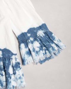 Blank NYC White Blue Tie-Dye Off the Shoulder Top