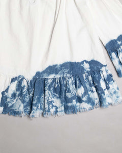 Blank NYC White Blue Tie-Dye Off the Shoulder Top