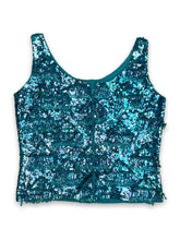 Load image into Gallery viewer, Turquoise &#39;60s sequin beaded knit top
