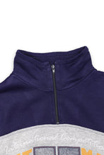 Load image into Gallery viewer, Grey navy panelled baseball half zip sweatshirt
