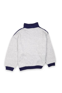 Grey navy panelled baseball half zip sweatshirt